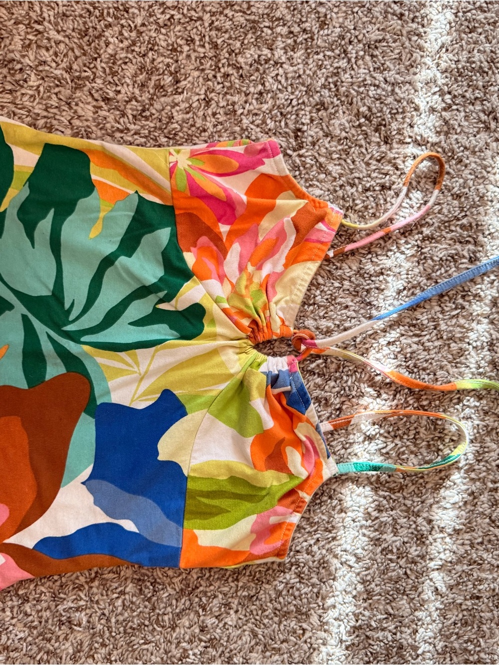 Multicolor Tropical Print Spaghetti-Strap Tank Top